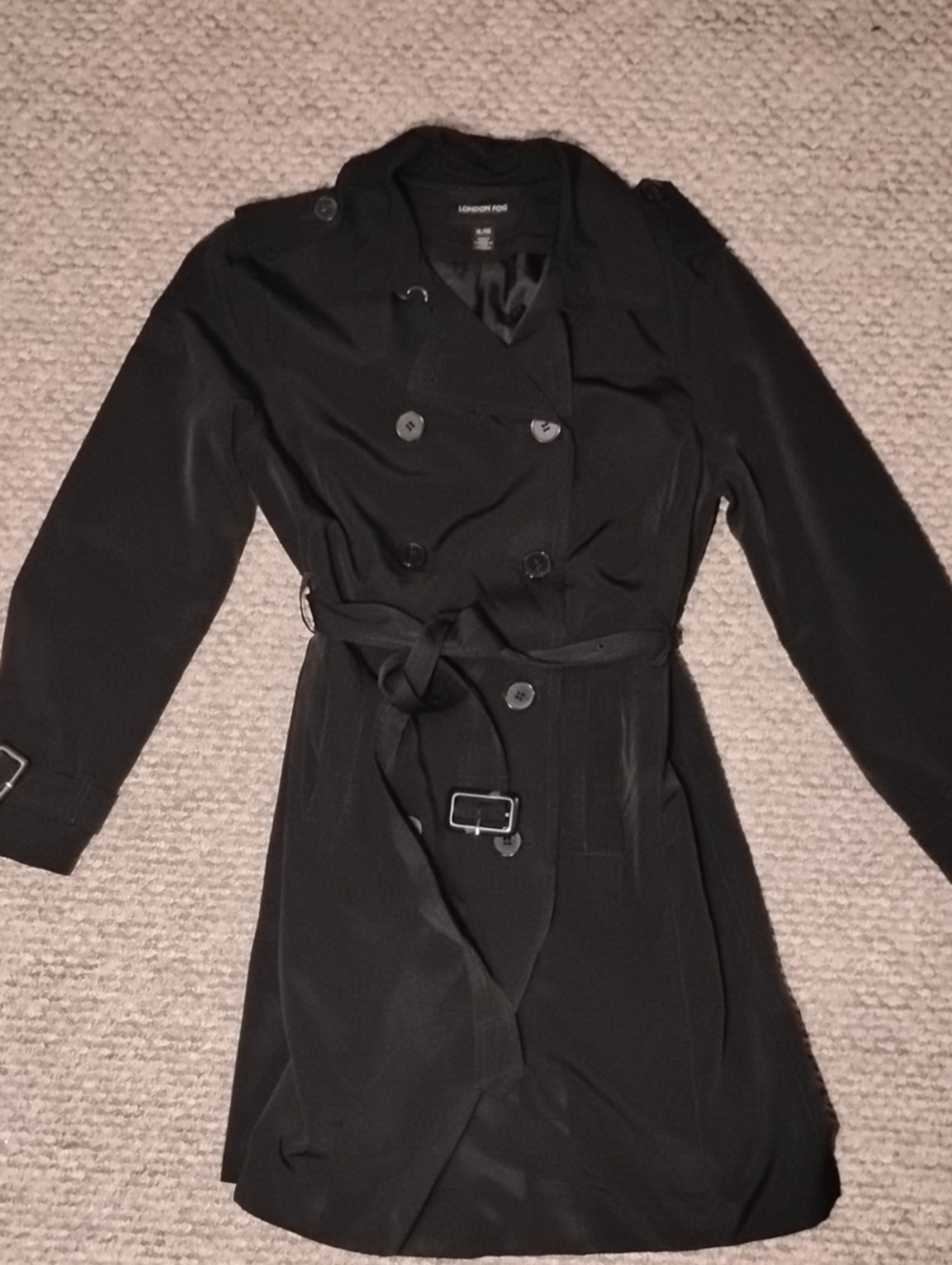 London Fog Black Double-Breasted Trench Coat (Size XL)